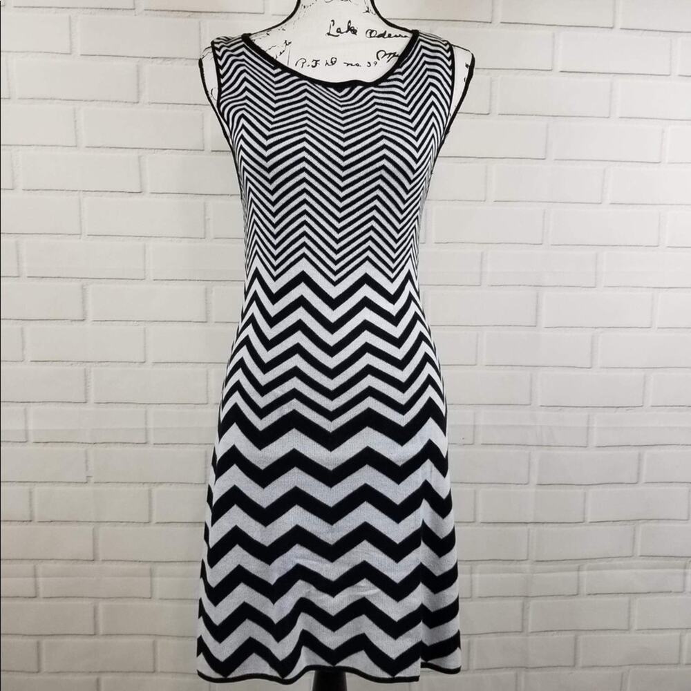 Alice + Olivia Zig Zag Chevron Print Knit Dress